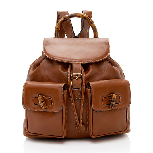 Gucci Vintage Leather Bamboo Backpack (SHF-19555)