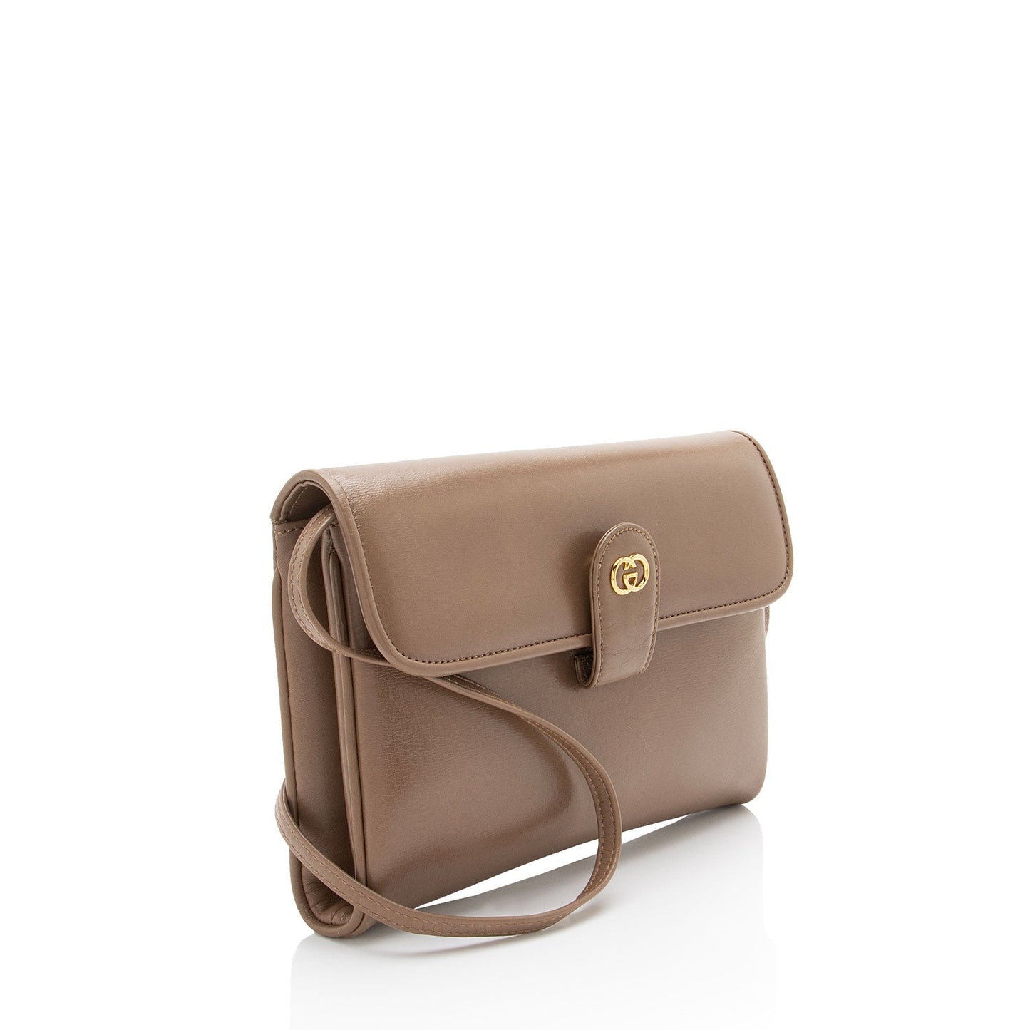 Gucci Vintage Leather Interlocking G Flap Crossbody