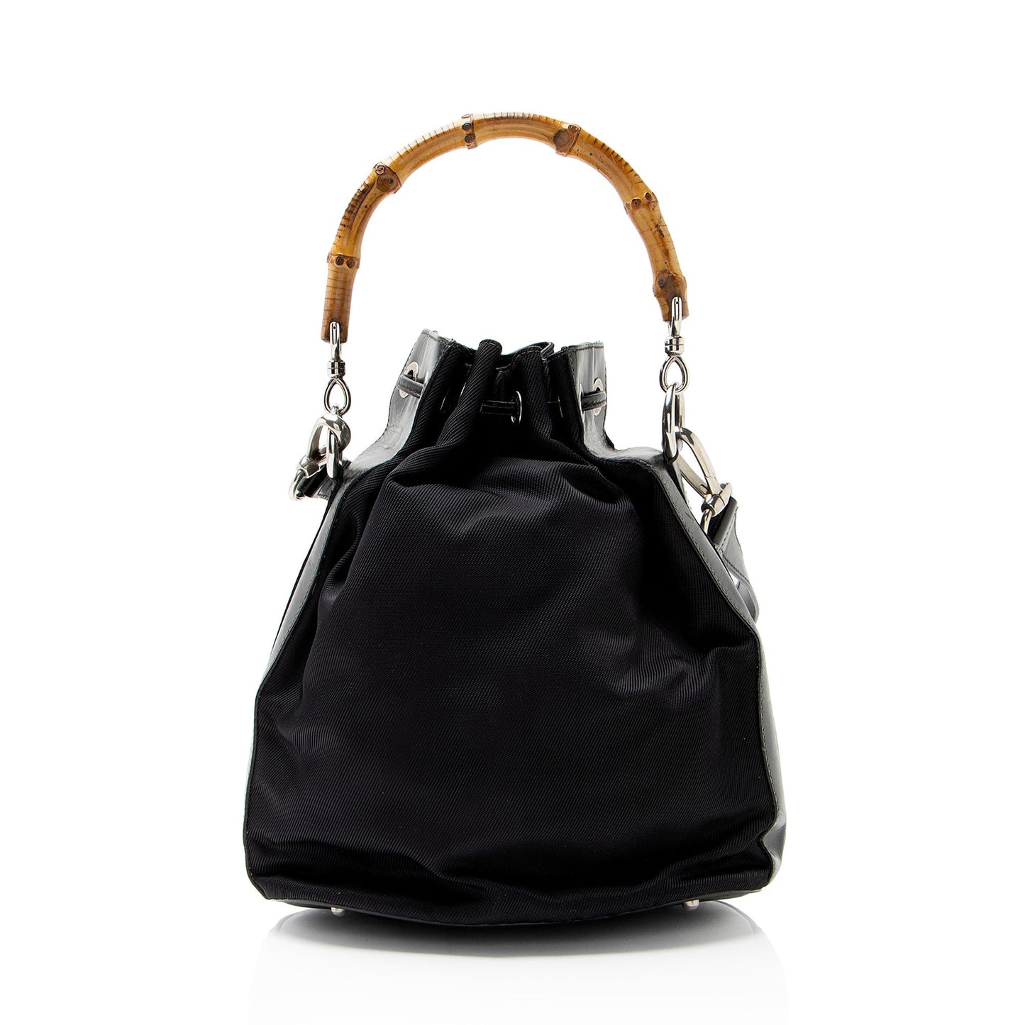 Gucci Vintage Nylon Bamboo Drawstring Bucket Bag