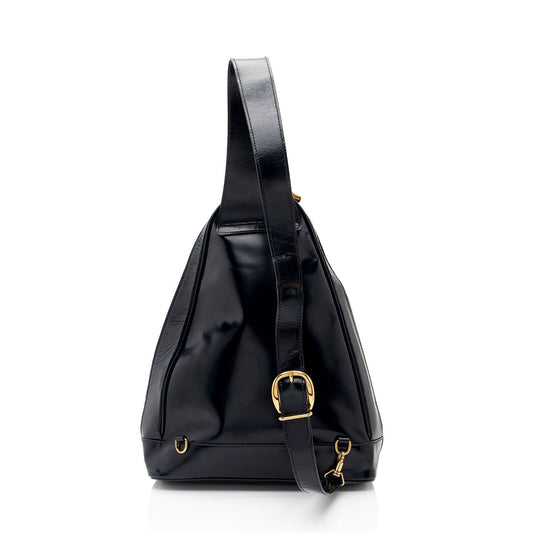 Luxury Gucci Trending 2025 Vintage Patent Leather Bamboo Sling Backpack (SHF-dSK8BK)