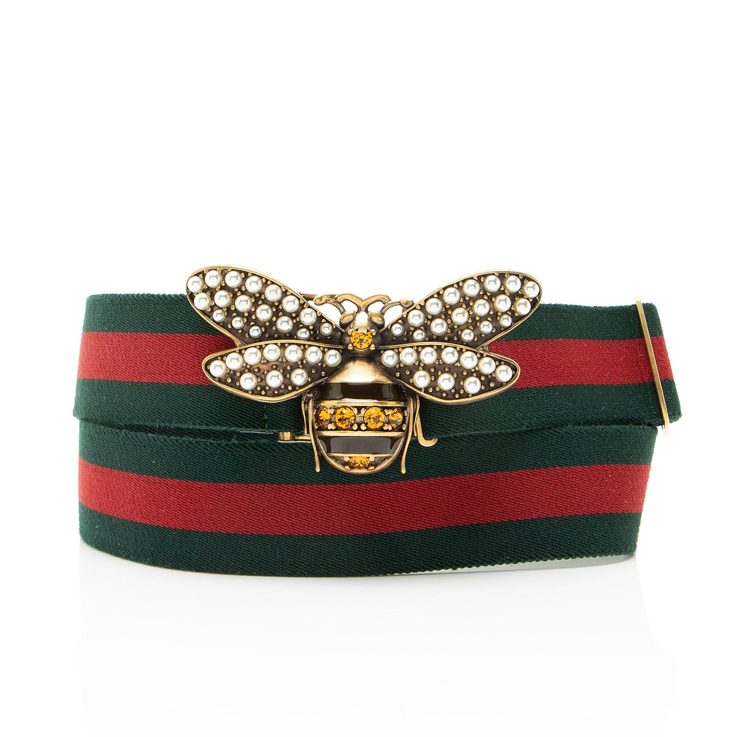 Gucci Web Queen Margaret Bee Belt - Size 40 / 100