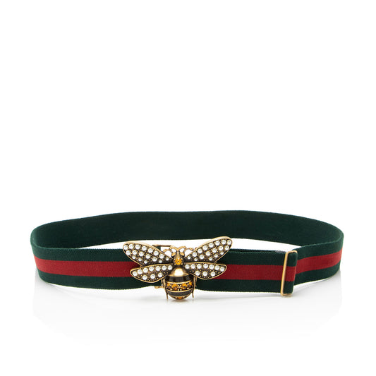 Gucci Web Queen Margaret Bee Belt - Size 40 / 100