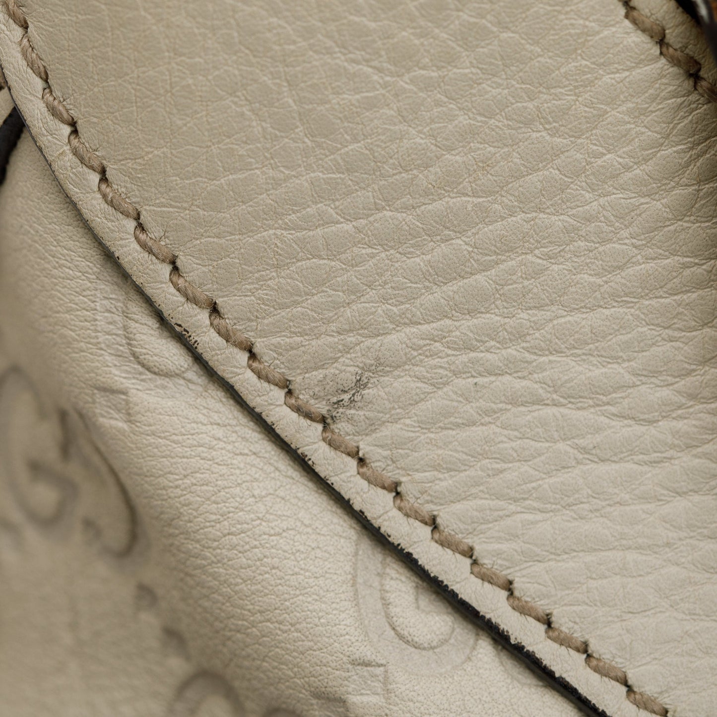 Gucci White GG Signature Leather Small Abbey D-Ring Hobo