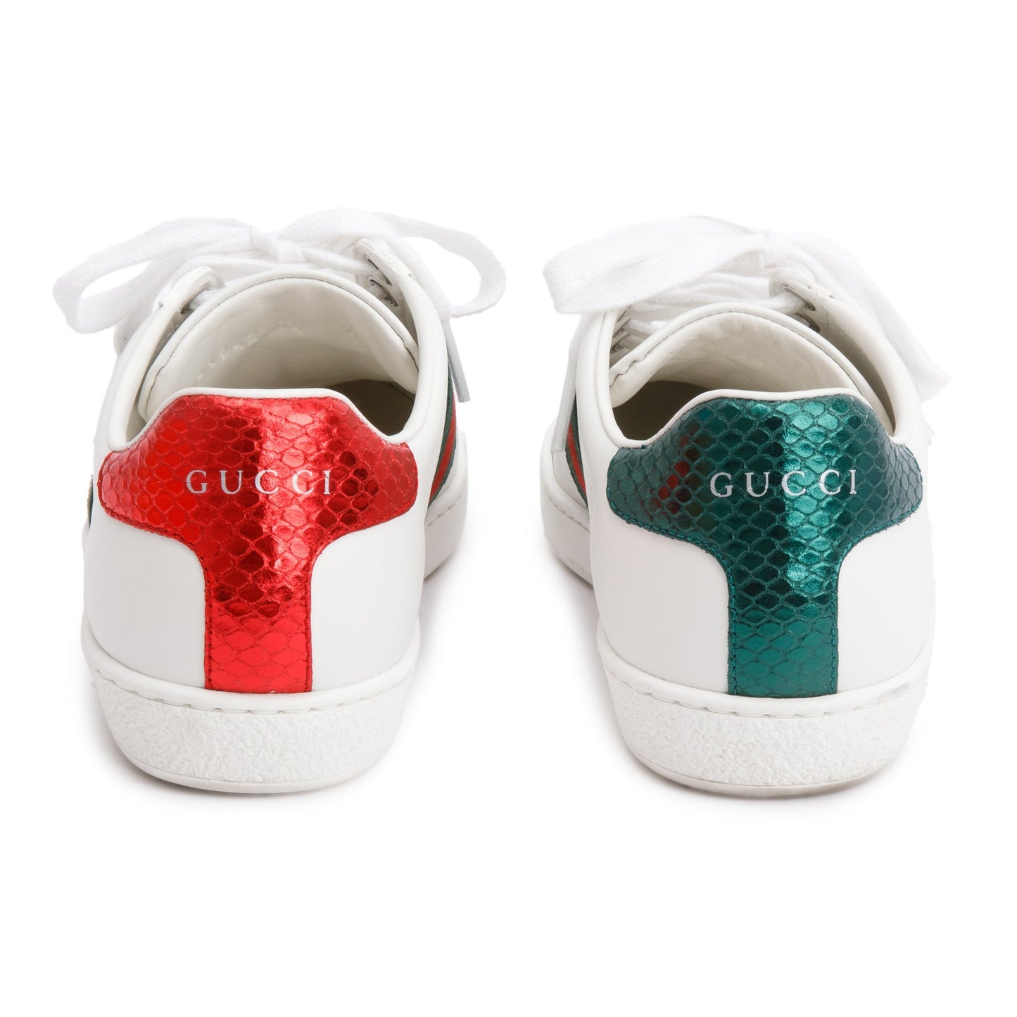 Gucci White Leather Web Ace Sneakers, Size 34