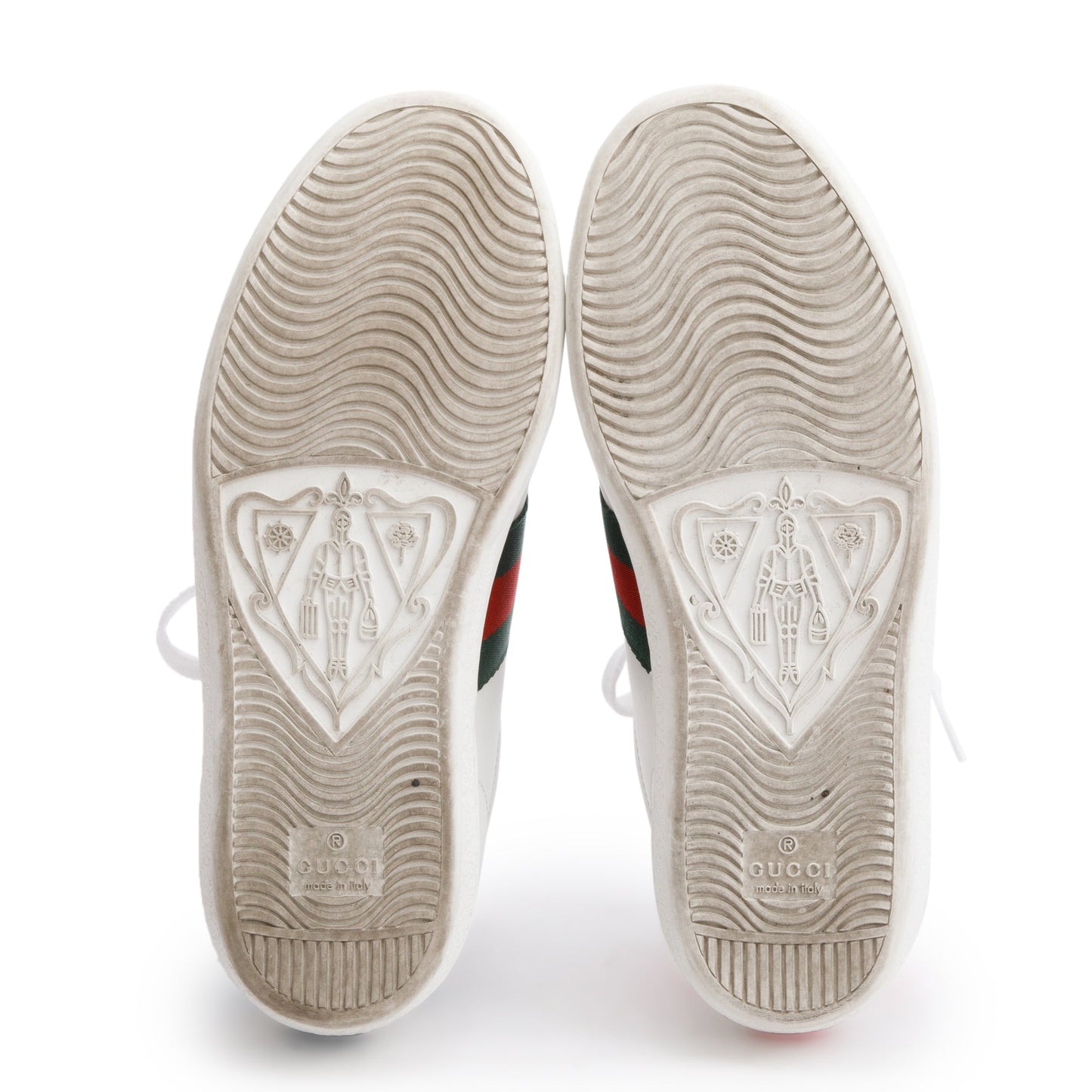 Gucci White Leather Web Ace Sneakers, Size 34