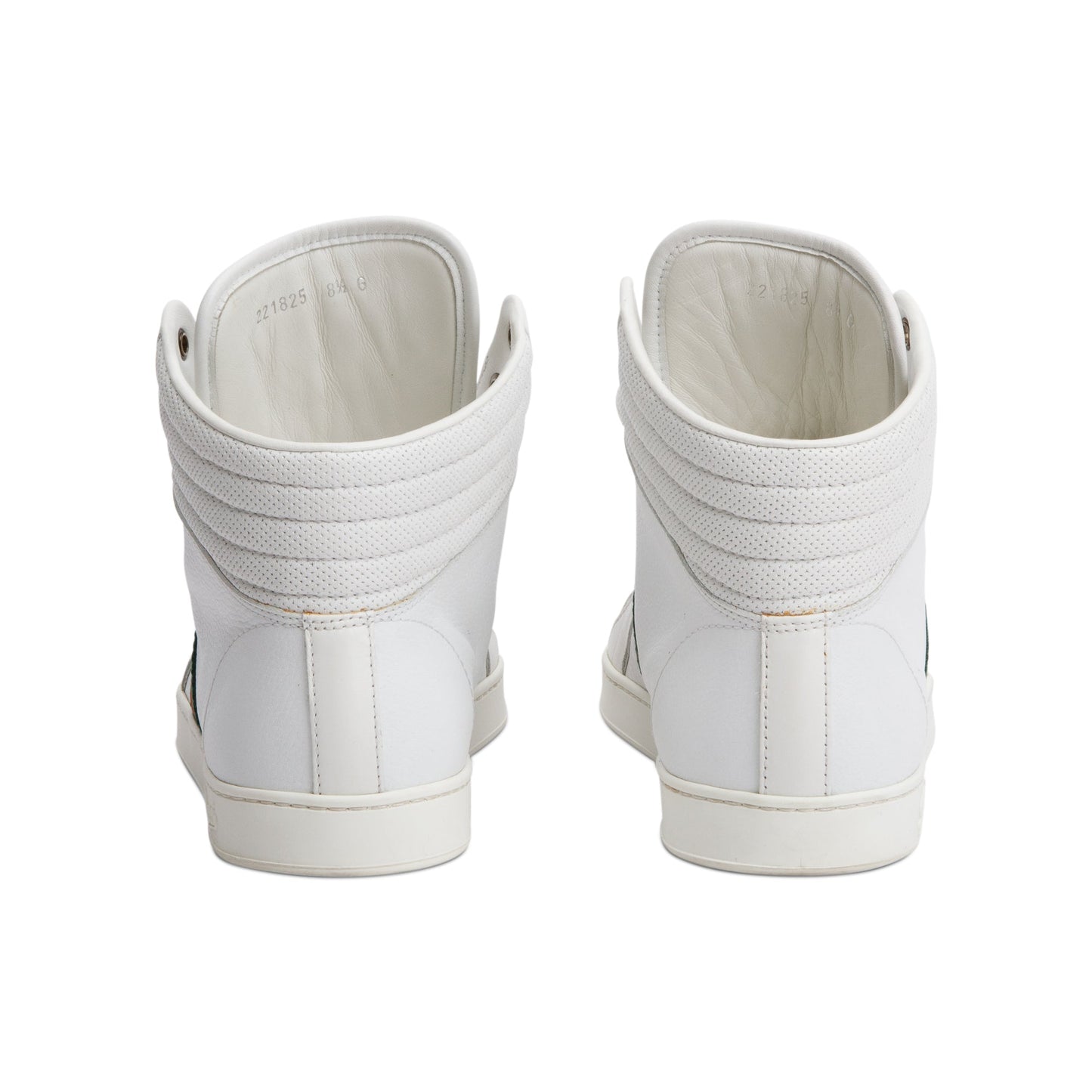 Gucci White Leather Web Interlocking G Coda Stripe High-Top Sneakers, Size 8.5