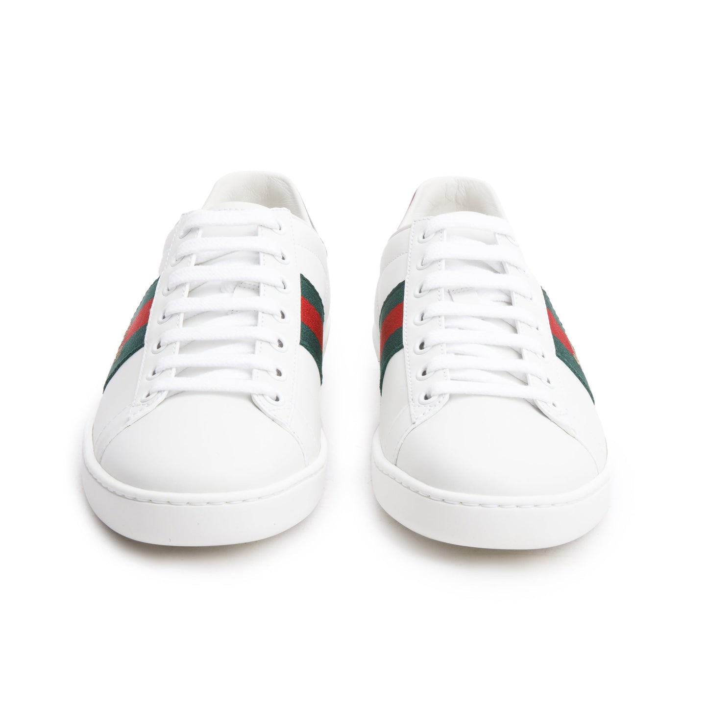 Gucci White Leather Web Women's Ace Sneakers, Size 37