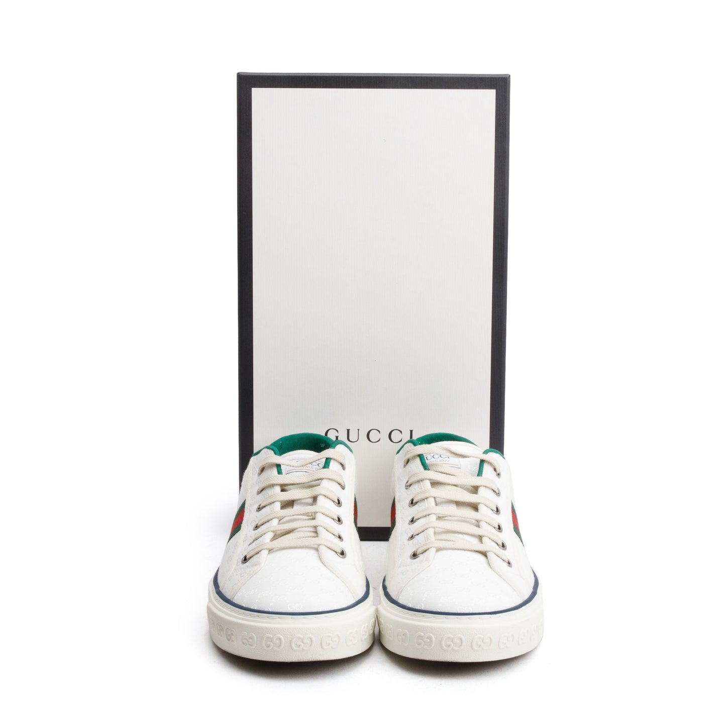 Gucci White Micro GG Canvas Web Men's Tennis 1977 Sneakers, Size 11.5