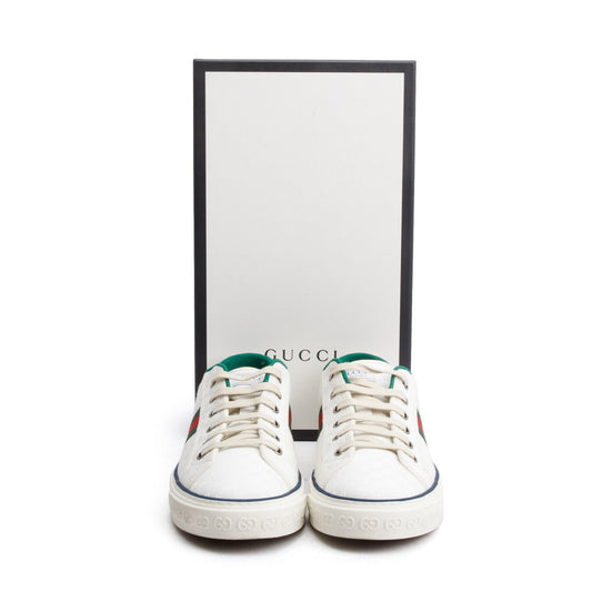 Gucci White Micro GG Canvas Web Men's Tennis 1977 Sneakers, Size 11.5