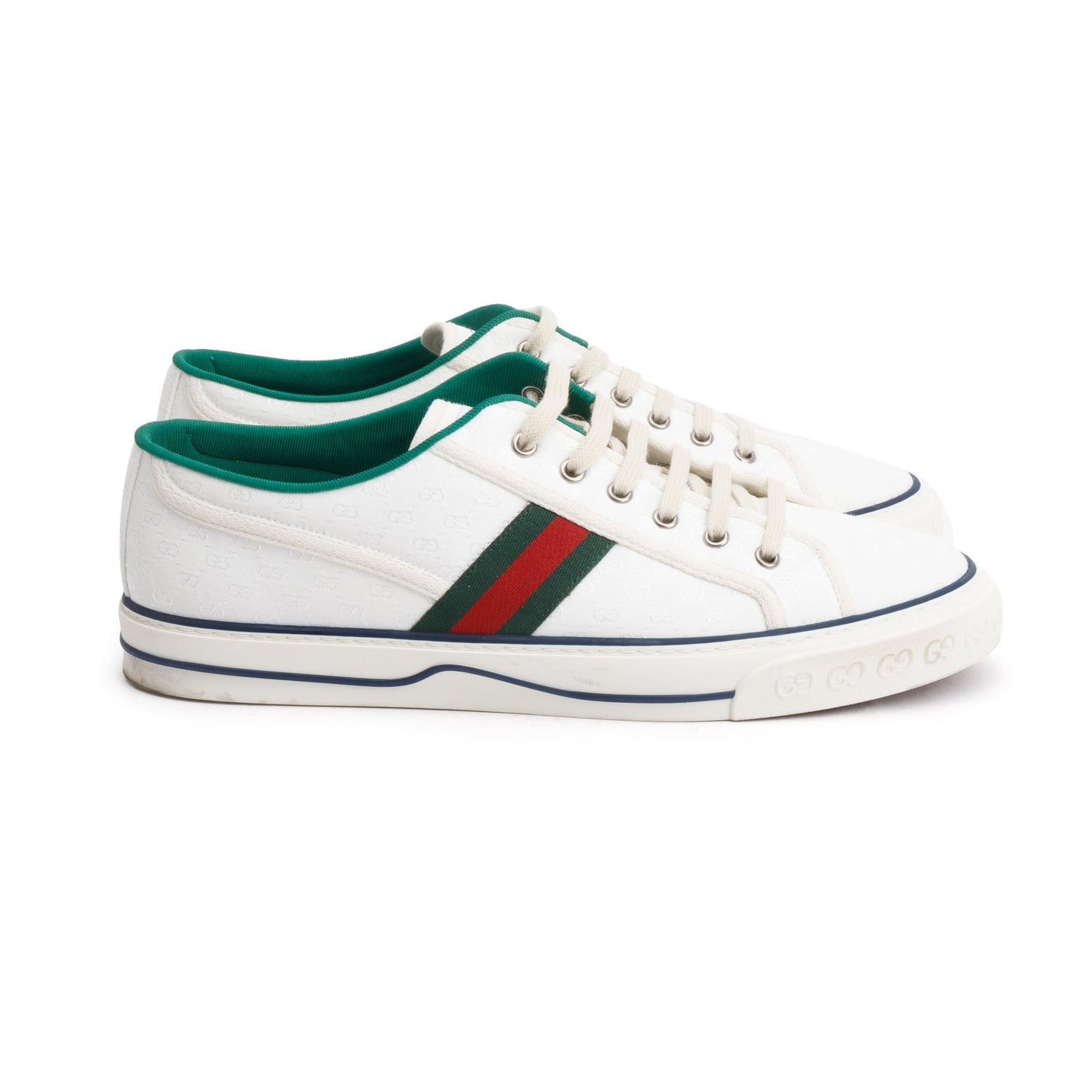 Gucci White Micro GG Canvas Web Men's Tennis 1977 Sneakers, Size 11.5