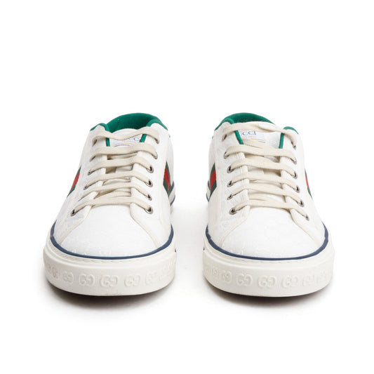 Gucci White Micro GG Canvas Web Men's Tennis 1977 Sneakers, Size 11.5