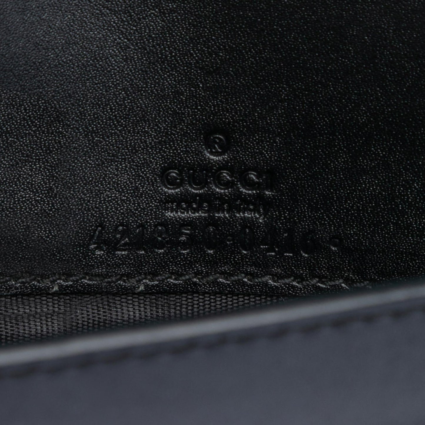 Gucci XL Leather Embossed Logo Wallet on Chain