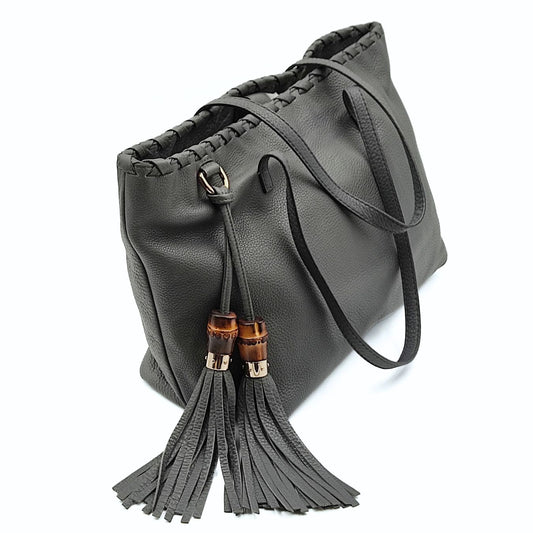 Luxury Gucci Trending 2025 Luxury Gucci Trending 2025 Shopper Tote Bamboo bag in gray leather - '10s