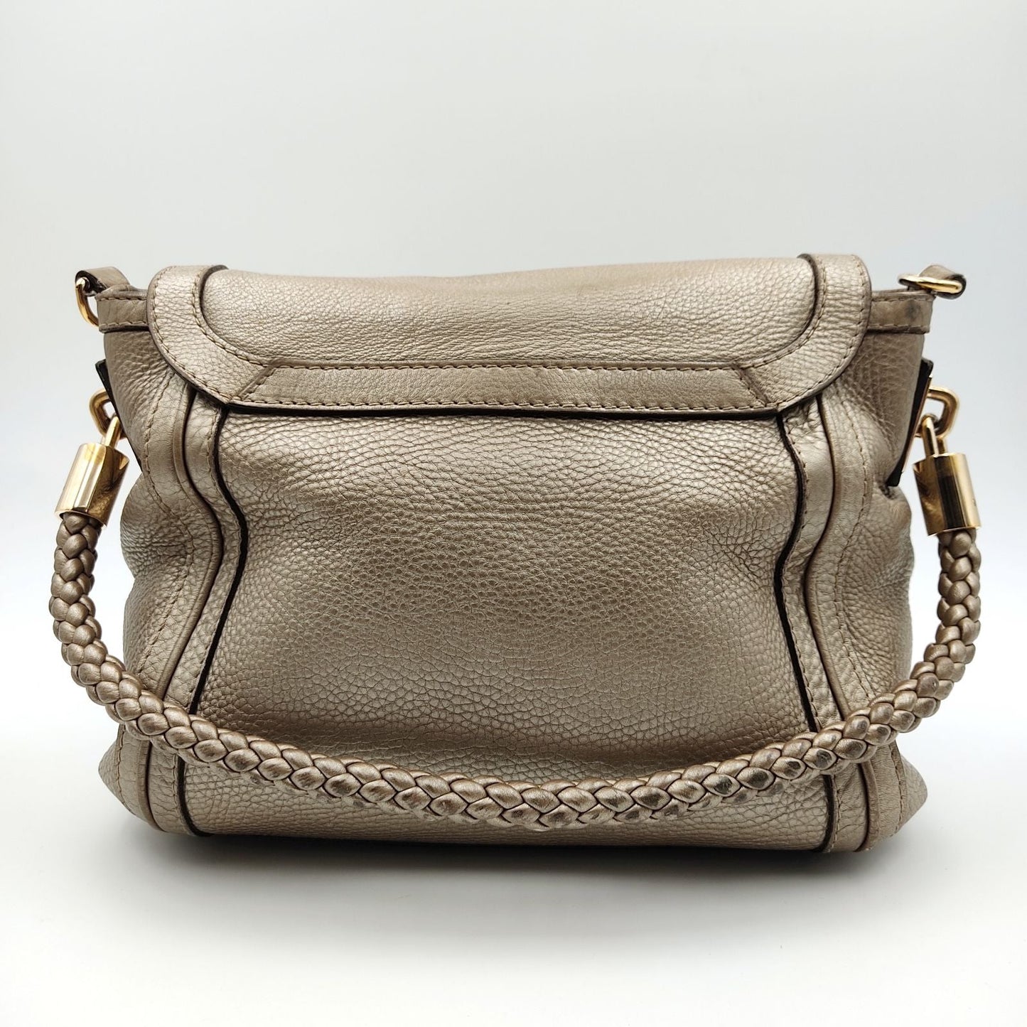 Luxury Gucci Bamboo shoulder bag in platinum leather