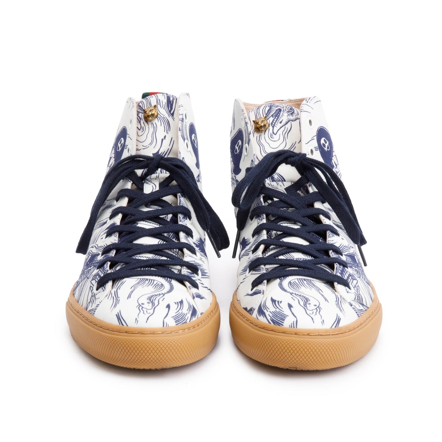 Gucci x Disney White/Blue Canvas Web Seas Storm High-Top Sneakers, Size 10
