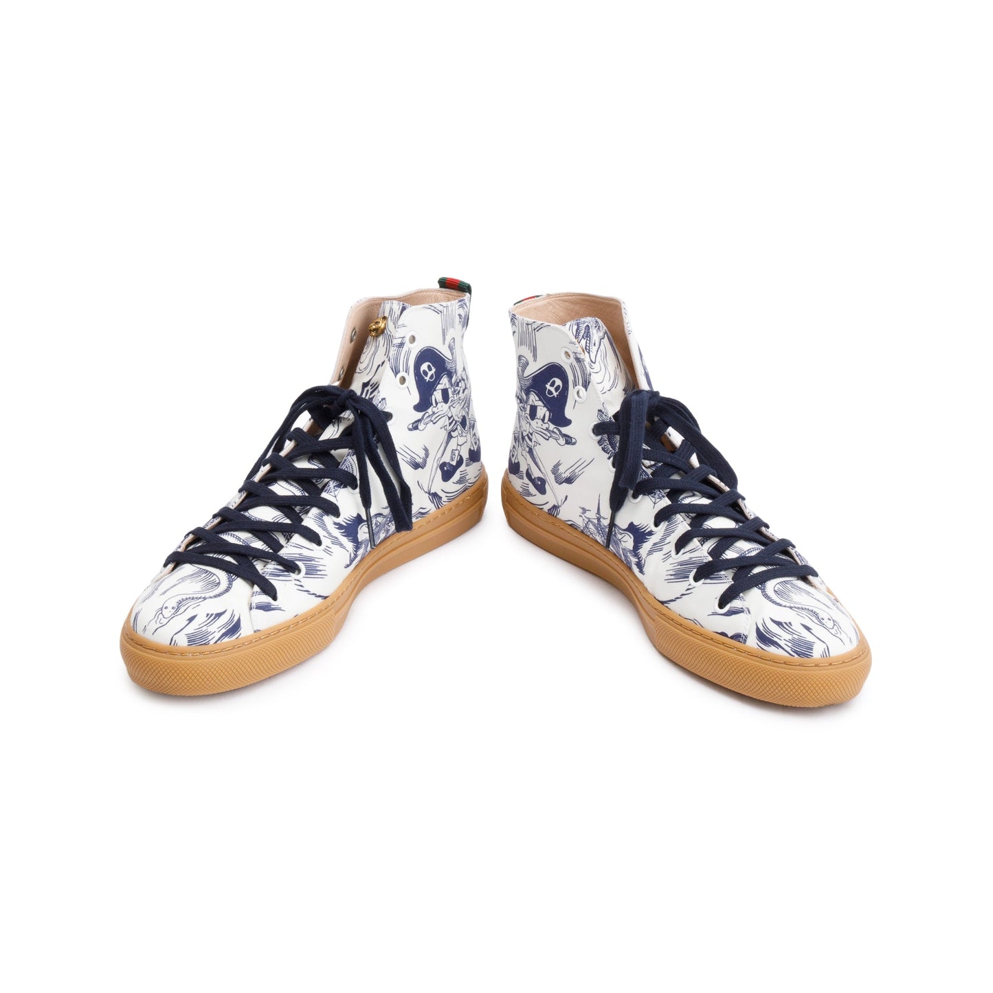 Gucci x Disney White/Blue Canvas Web Seas Storm High-Top Sneakers, Size 10
