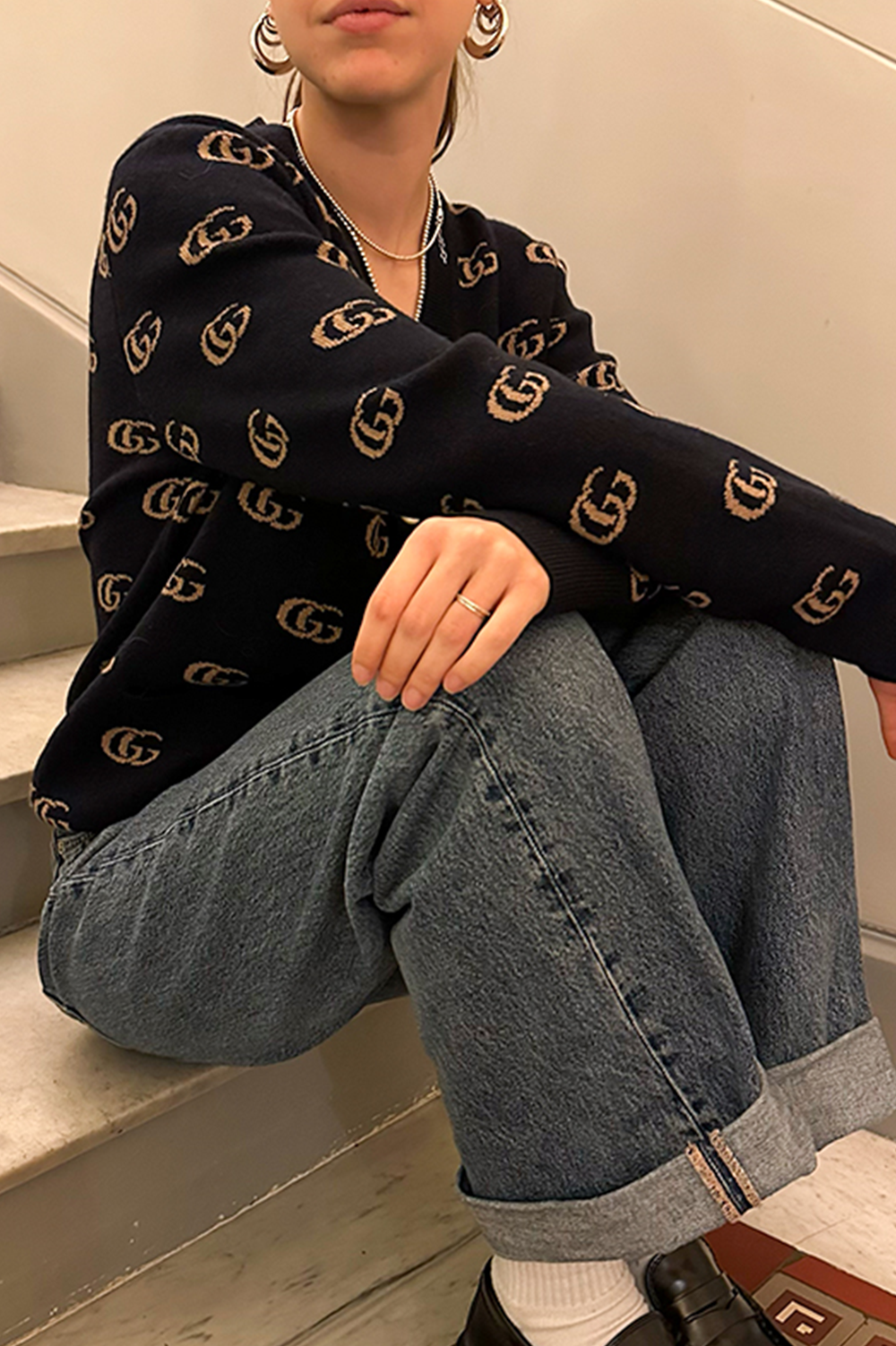 Luxury Gucci Trending 2025 GG Cardigan Navy Cashmere