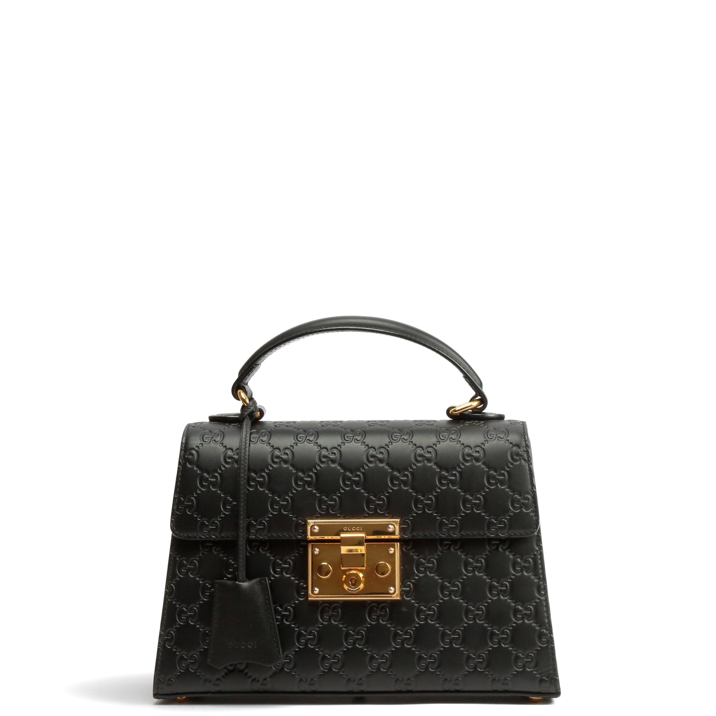 Luxury Gucci Guccissima Top Handle Padlock Bag - Black