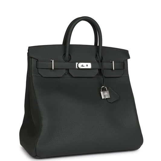 Luxury Hermes HAC Birkin 40 Vert Fonce Togo Palladium Hardware