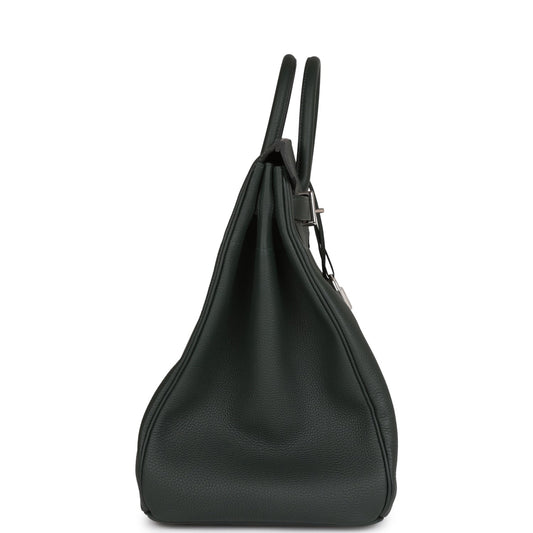 Luxury Hermes HAC Birkin 40 Vert Fonce Togo Palladium Hardware