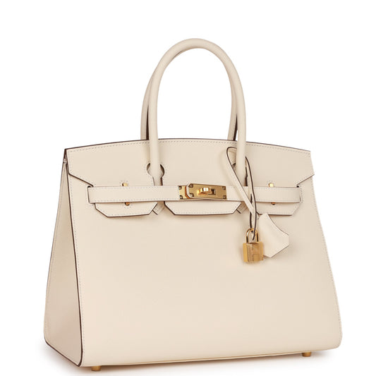 Luxury Hermes Birkin Sellier 30 Nata Epsom Gold Hardware