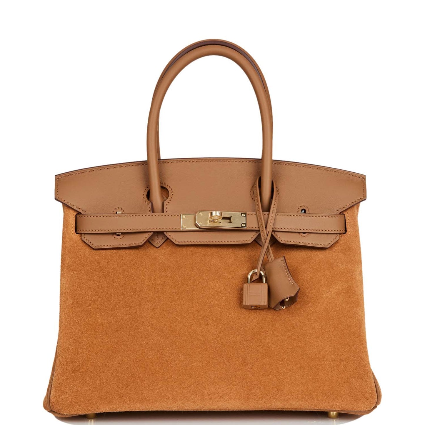 Luxury Hermes Birkin 30 Chamois and Alezan Grizzly and Swift Gold Hardware