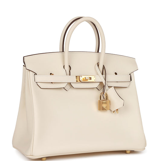 Luxury Hermes Birkin 25 Nata Swift Gold Hardware