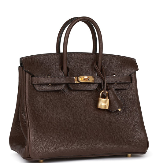 Luxury Hermes Birkin 25 Ebene Barenia Faubourg Gold Hardware