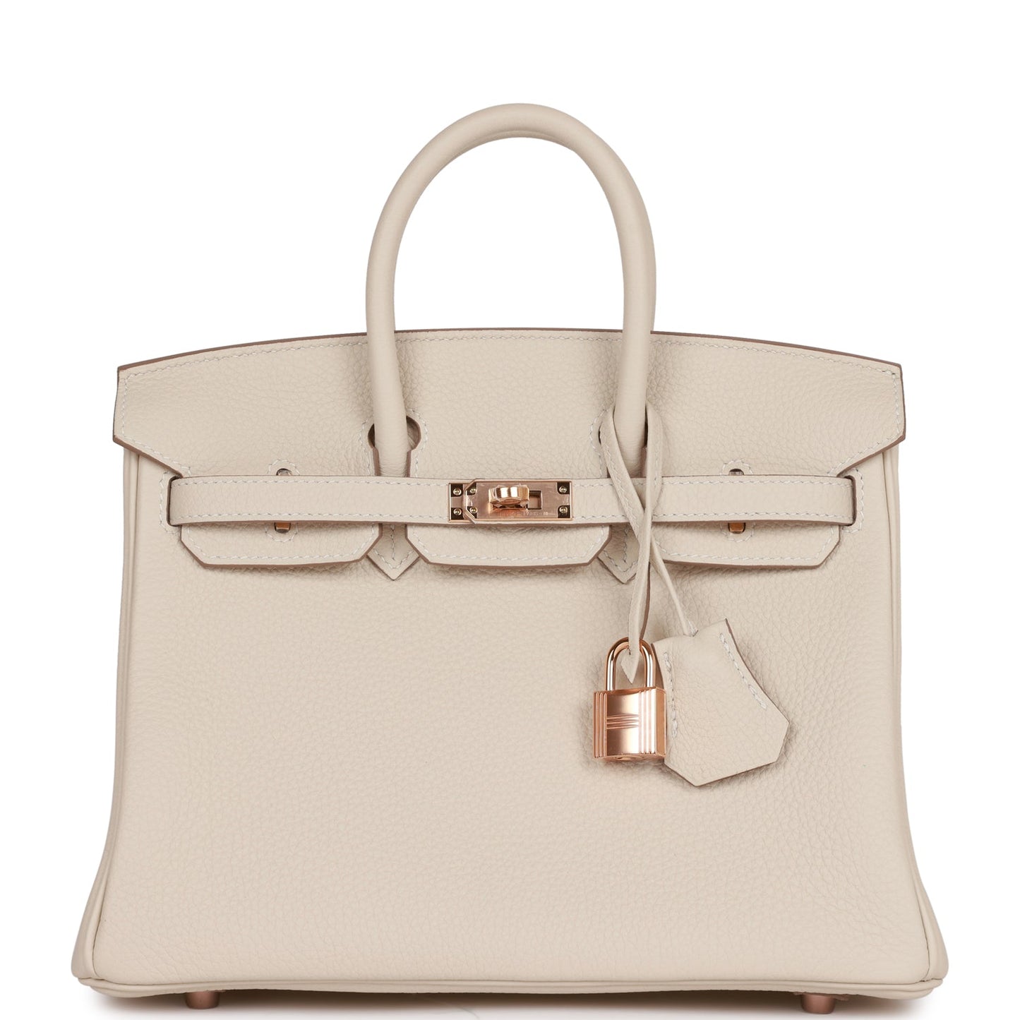 Luxury Hermes Birkin 25 Craie Togo Rose Gold Hardware