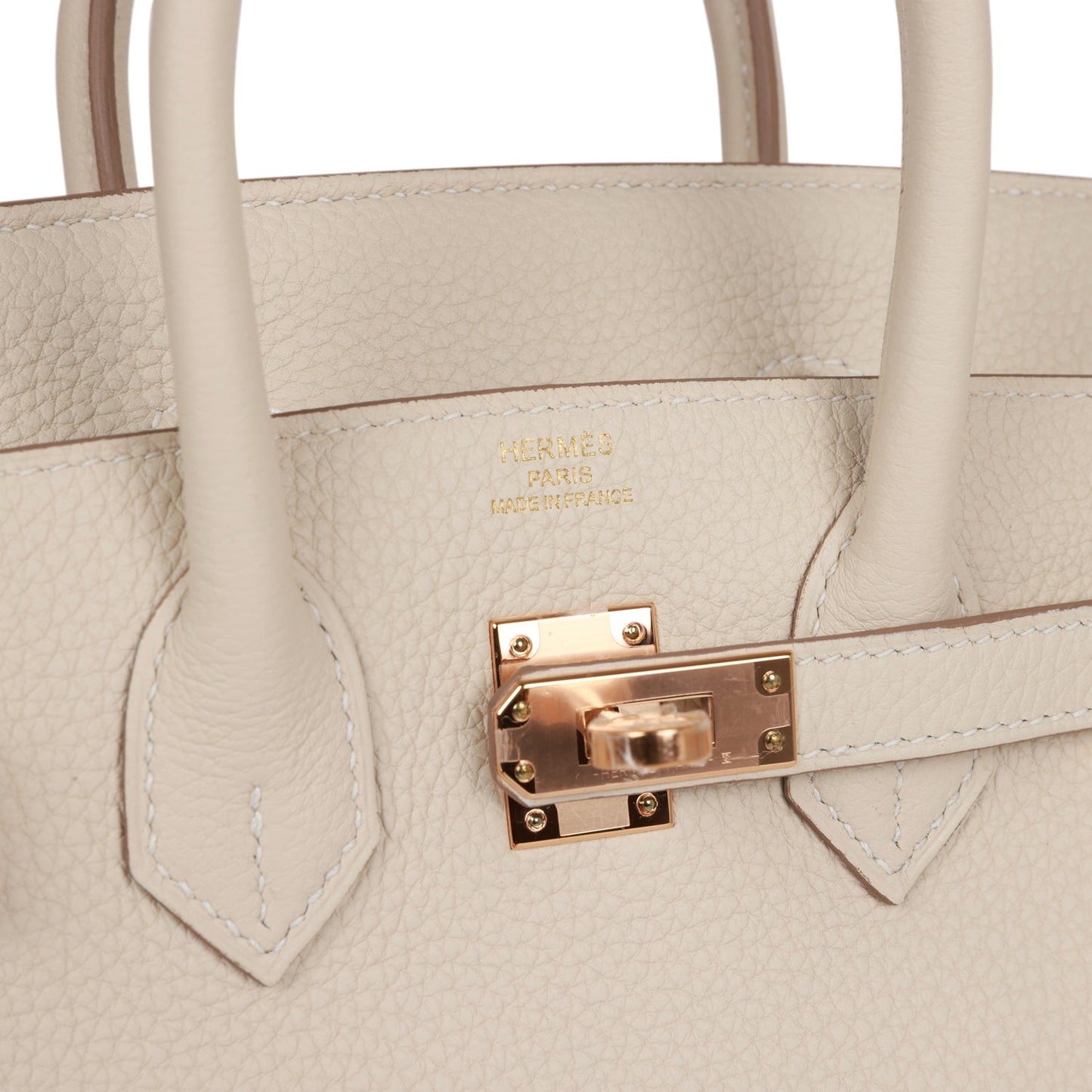 Luxury Hermes Birkin 25 Craie Togo Rose Gold Hardware