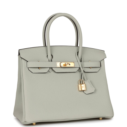 Luxury Hermes Birkin 30 Gris Neve Togo Gold Hardware