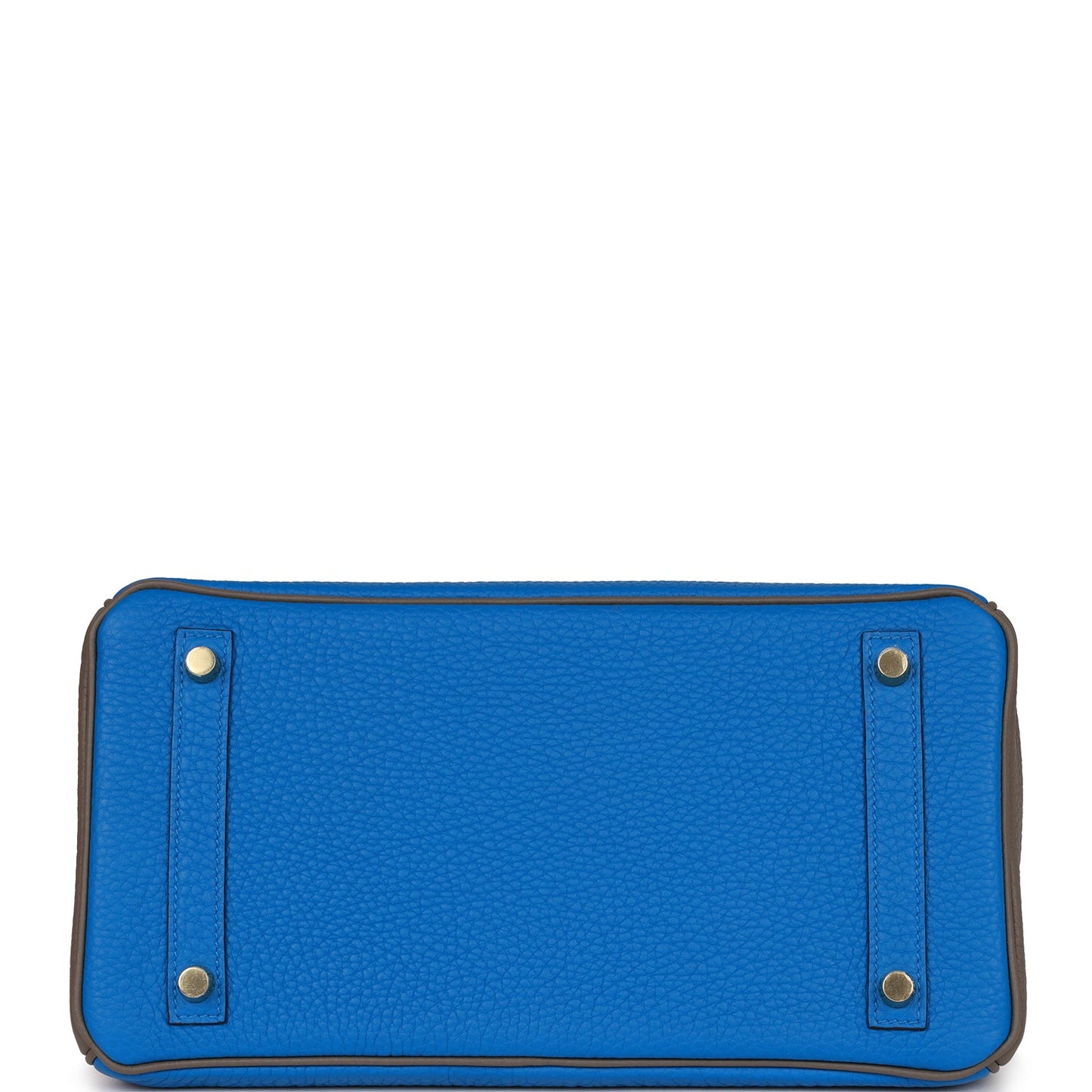 Luxury Hermes Special Order (HSS) Birkin 30 Bleu Electric and Etain Clemence Brushed Gold Hardware