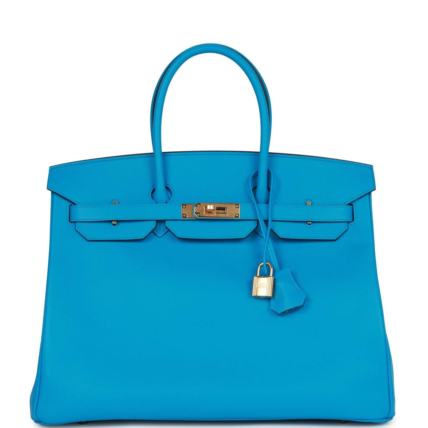 Luxury Hermes Birkin 35 Bleu Frida Epsom Gold Hardware