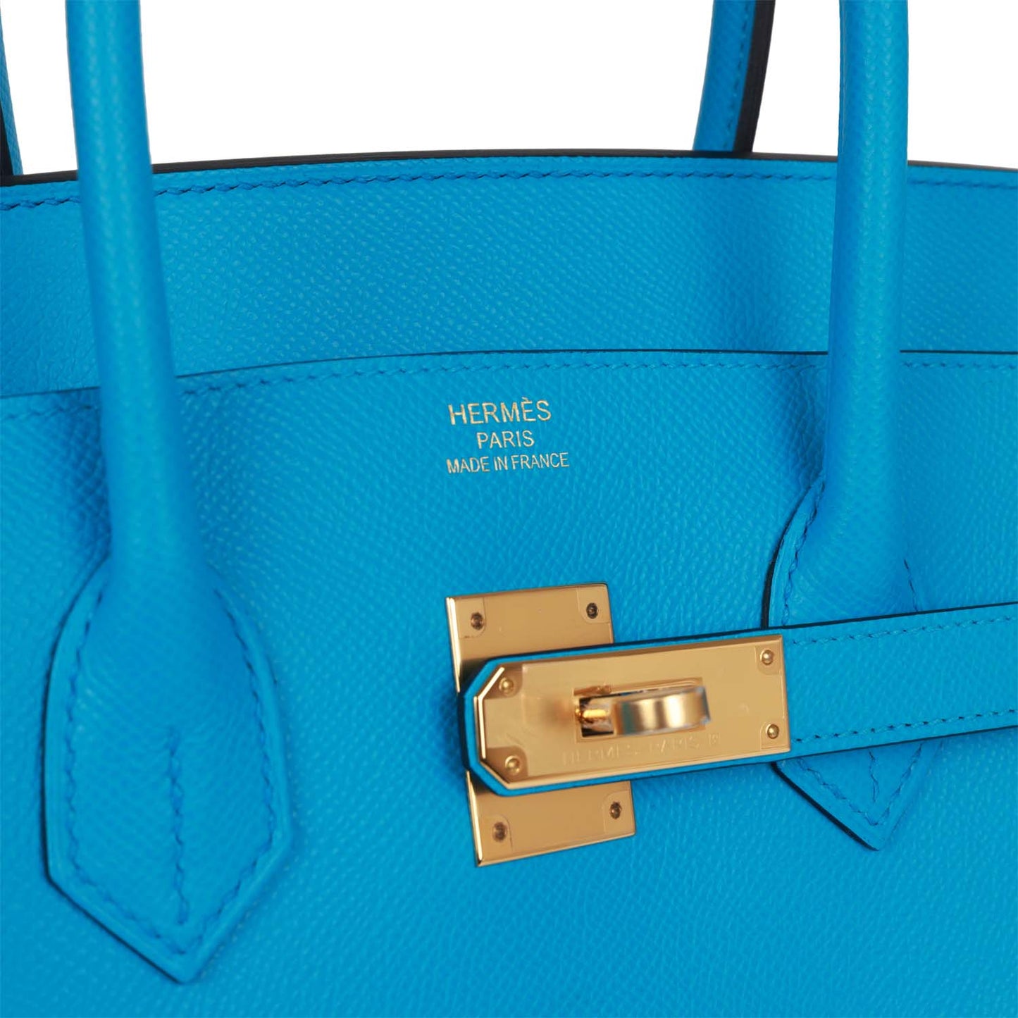 Luxury Hermes Birkin 35 Bleu Frida Epsom Gold Hardware