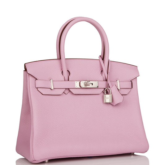 Luxury Hermes Birkin 30 Mauve Sylvestre Clemence Palladium Hardware