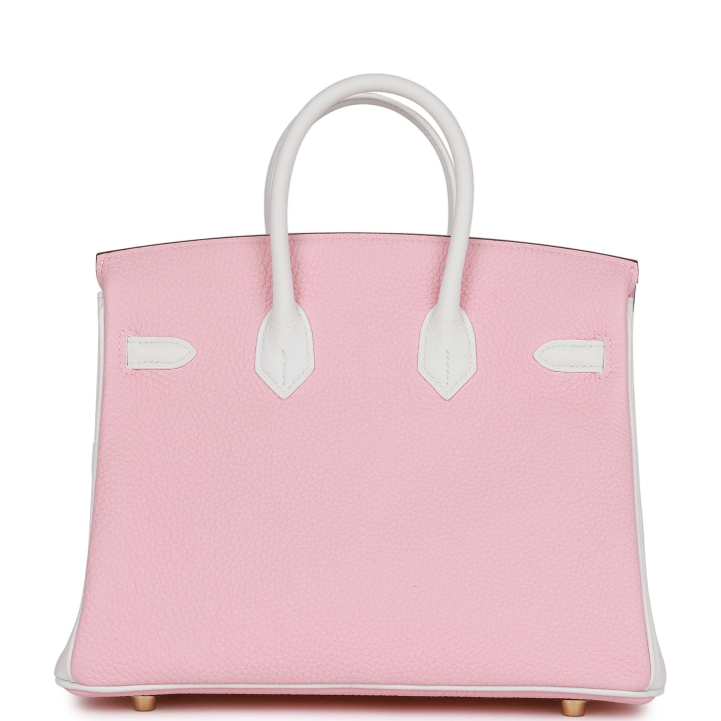 Luxury Hermes Special Order (HSS) Birkin 25 Rose Sakura and White Clemence Gold Hardware