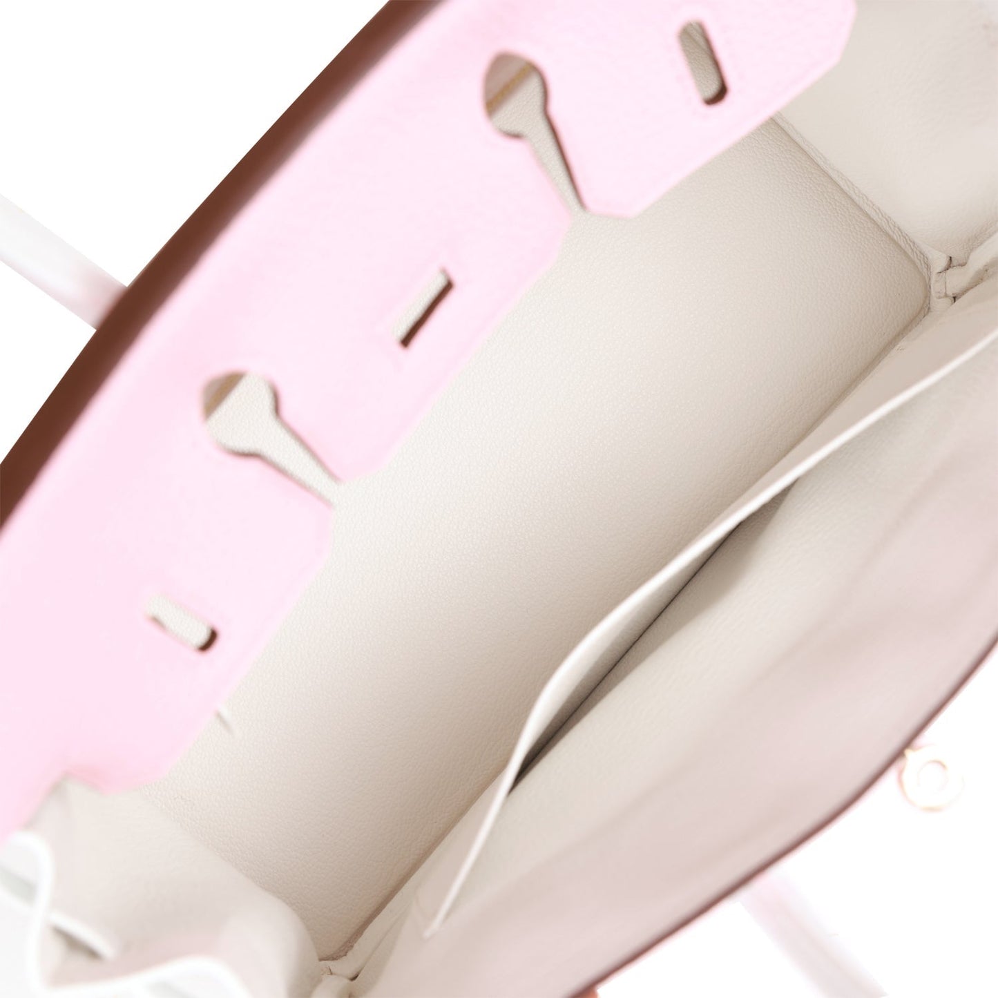 Luxury Hermes Special Order (HSS) Birkin 25 Rose Sakura and White Clemence Gold Hardware
