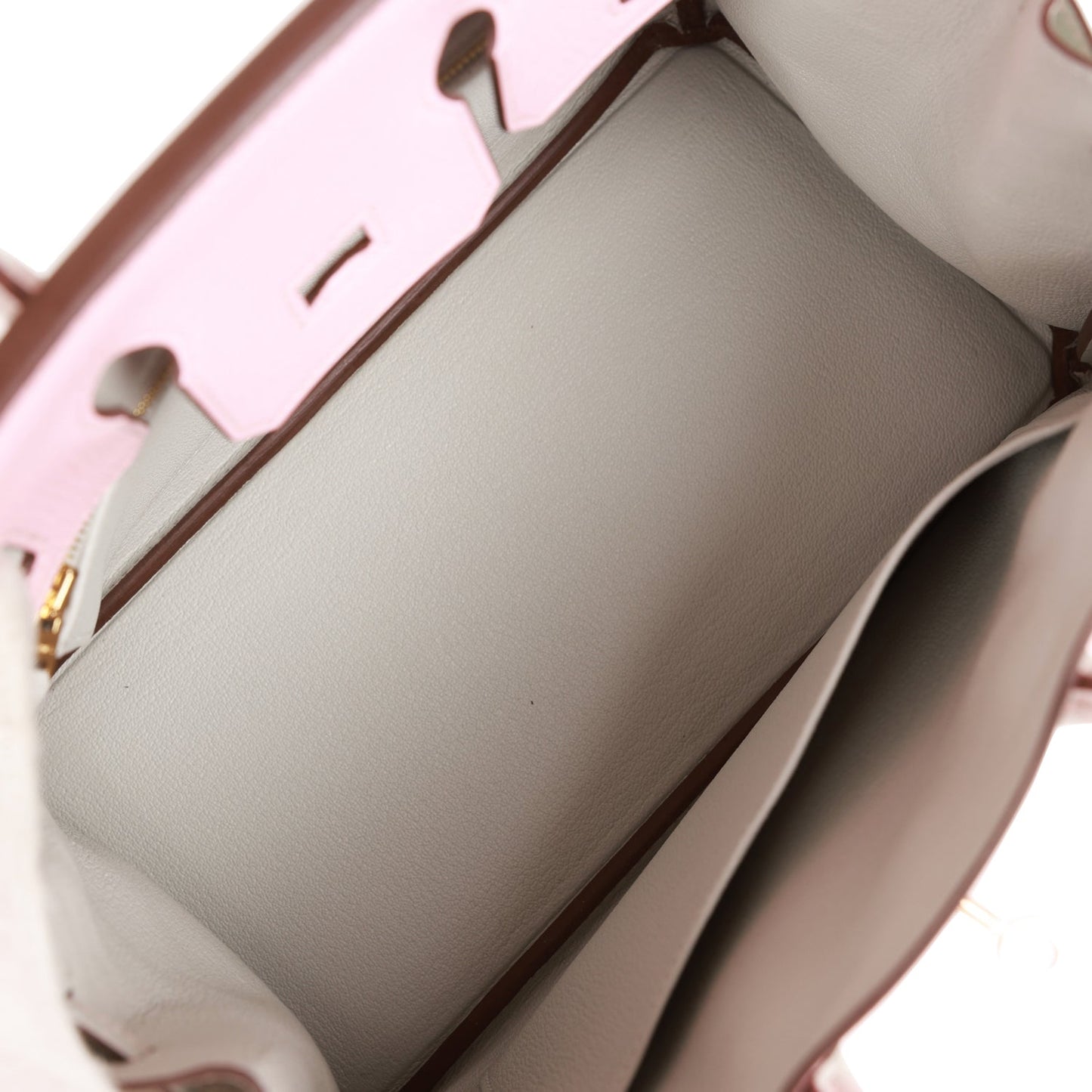 Luxury Hermes Birkin 25 HSS Rose Sakura and Gris Perle Chevre Mysore Rose Gold Hardware