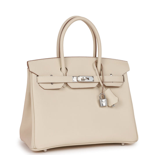 Luxury Hermes Birkin 30 Craie Epsom Palladium Hardware
