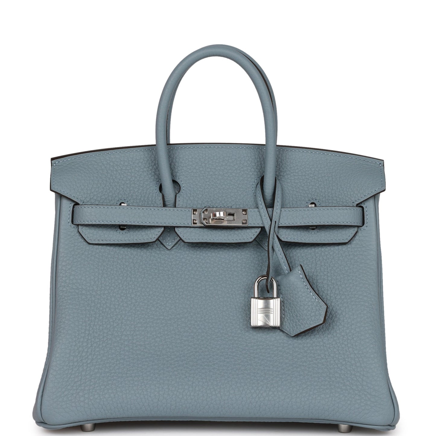 Luxury Hermes Birkin 25 Bleu Lin Verso Togo Palladium Hardware