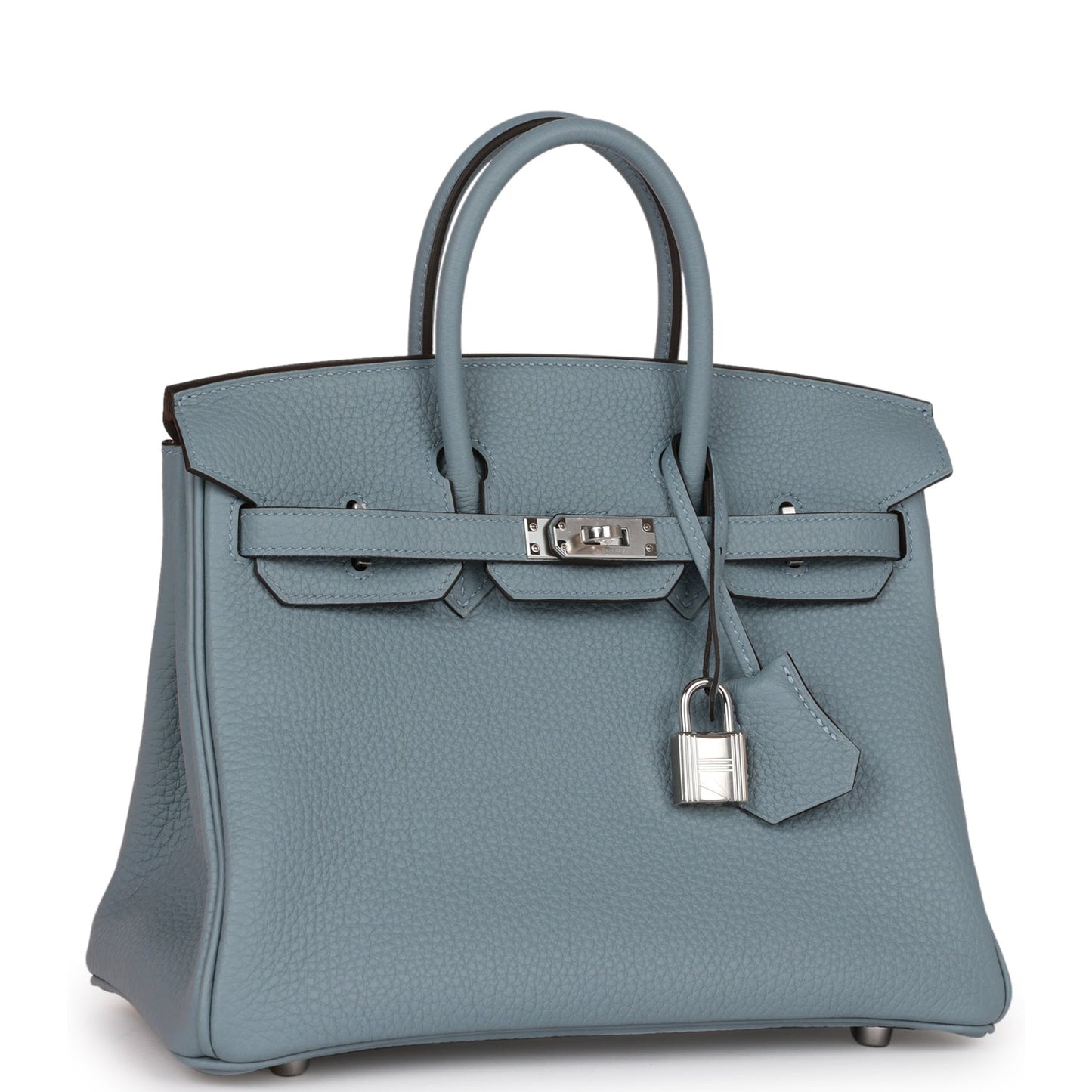 Luxury Hermes Birkin 25 Bleu Lin Verso Togo Palladium Hardware