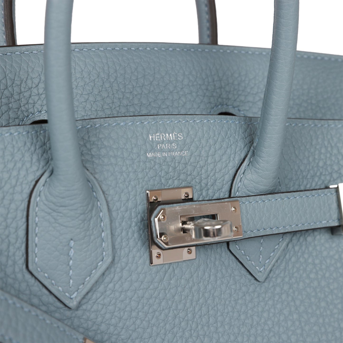 Luxury Hermes Birkin 25 Bleu Lin Verso Togo Palladium Hardware