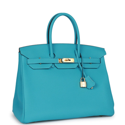 Luxury Hermes Birkin 35 Bleu de Nord Togo Goldhardware