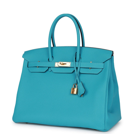 Luxury Hermes Birkin 35 Bleu de Nord Togo Goldhardware