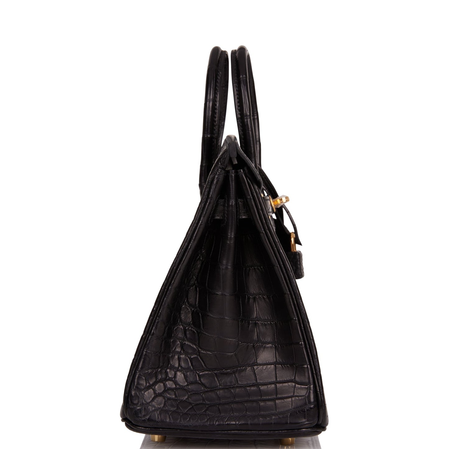 Luxury Hermes Birkin 25 Black Matte Niloticus Crocodile Gold Hardware