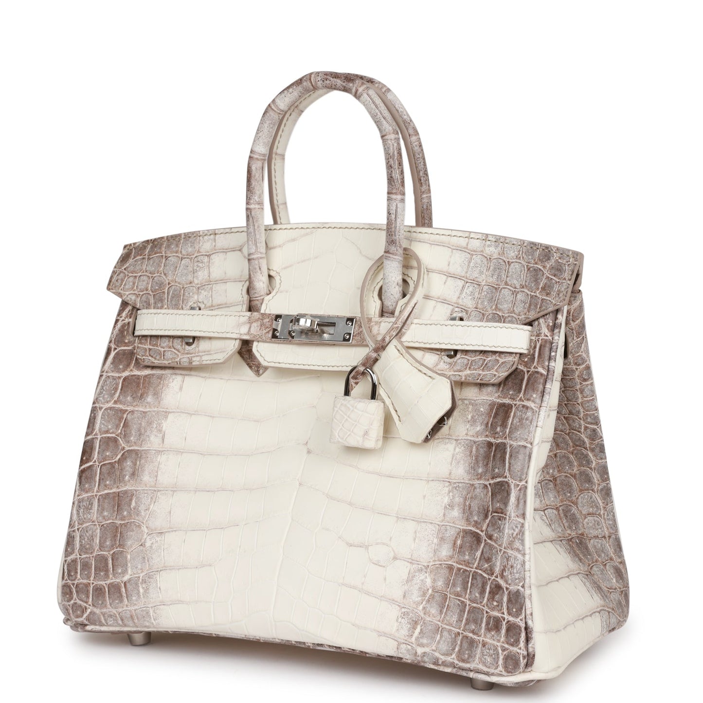 Luxury Hermes Birkin 25 Himalaya Niloticus Crocodile Palladium Hardware