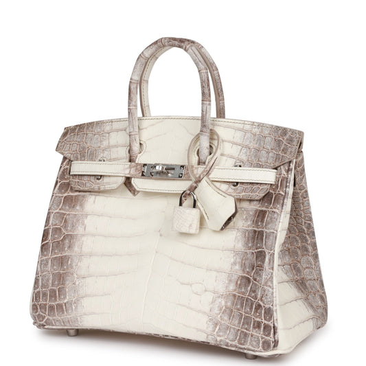 Luxury Hermes Birkin 25 Himalaya Niloticus Crocodile Palladium Hardware