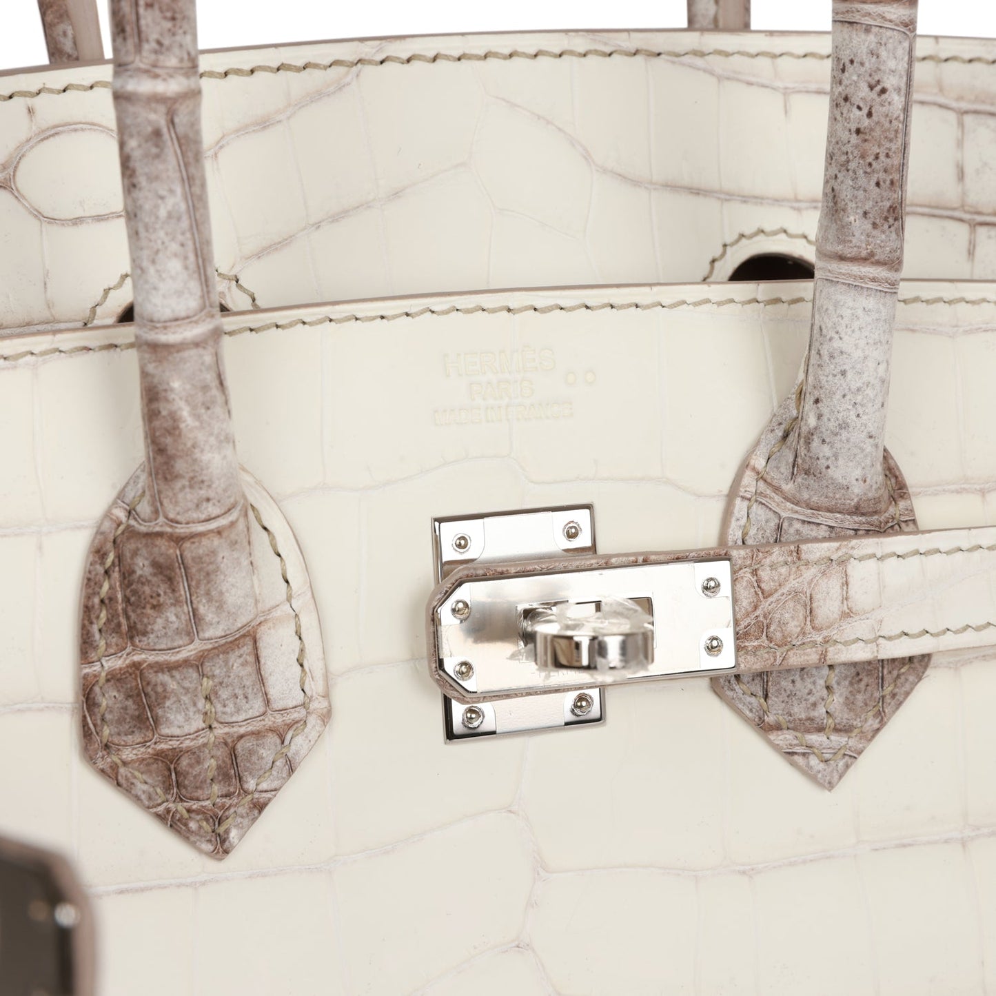 Luxury Hermes Birkin 25 Himalaya Niloticus Crocodile Palladium Hardware