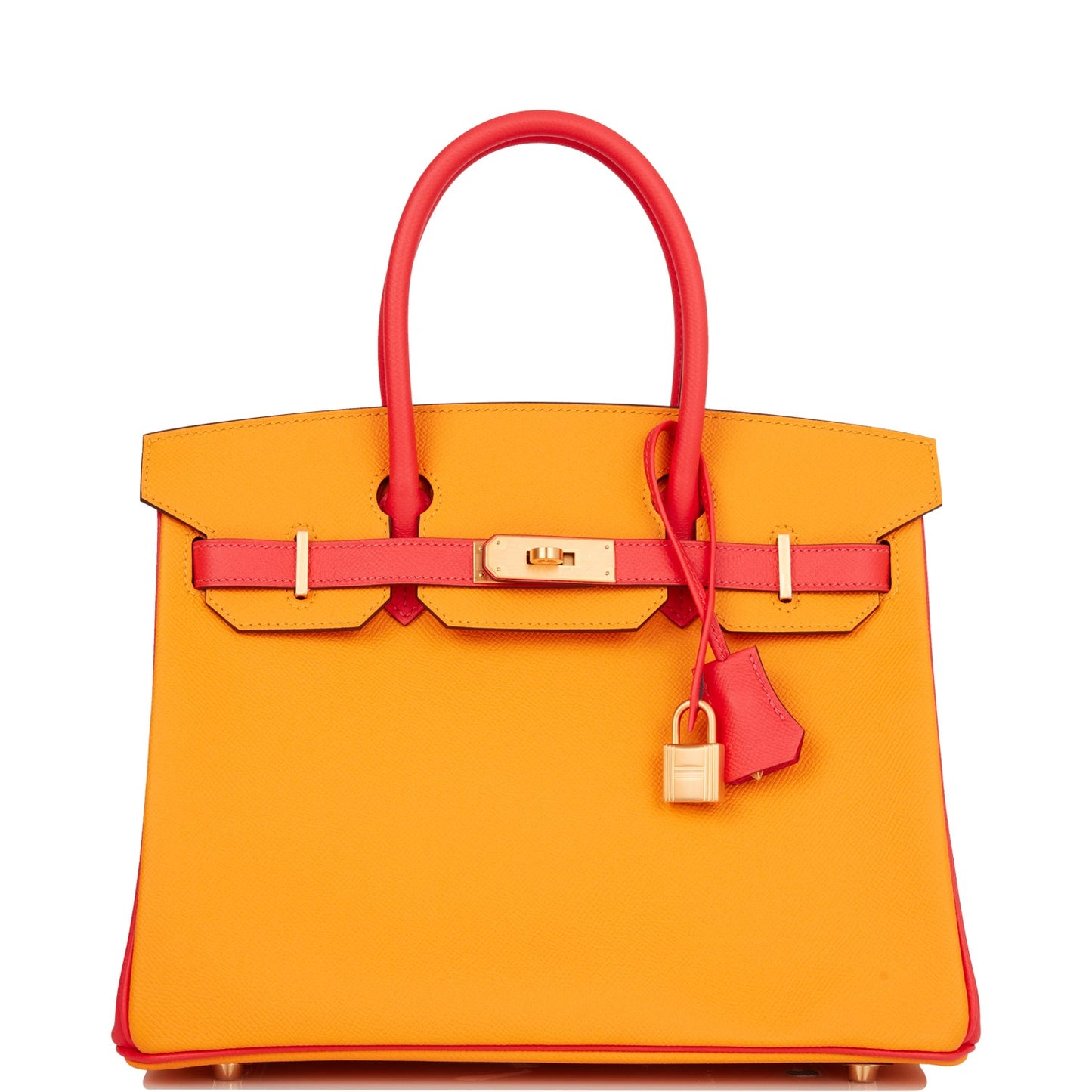 Luxury Hermes Special Order (HSS) Birkin 30 Jaune D'Or and Rose Jaipur Epsom Brushed Gold Hardware