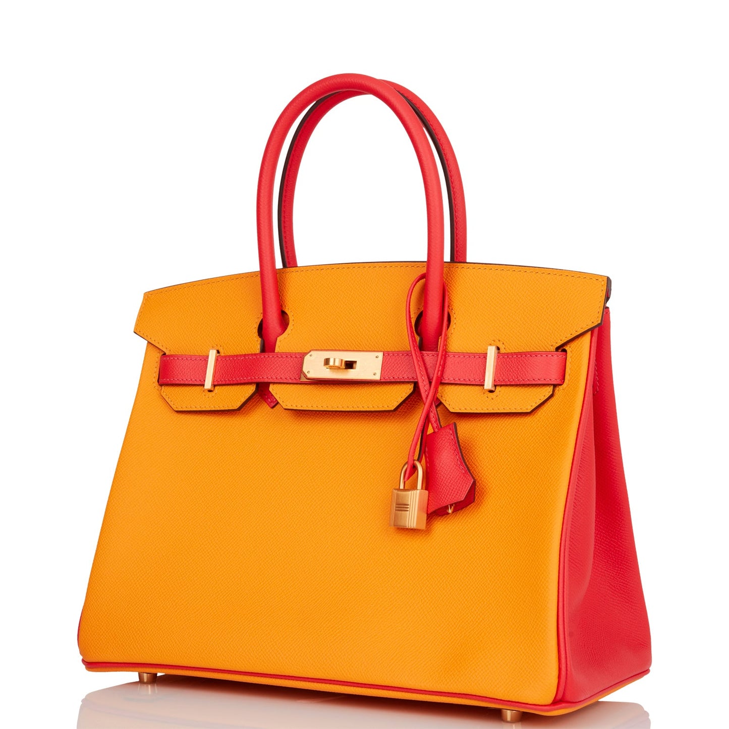 Luxury Hermes Special Order (HSS) Birkin 30 Jaune D'Or and Rose Jaipur Epsom Brushed Gold Hardware